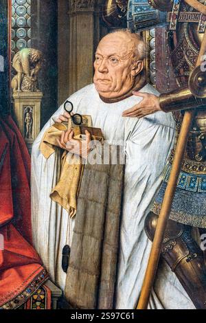 Van Eyck-Madonna avec Canon Joris van der Paele-Detail DSC9420. Banque D'Images