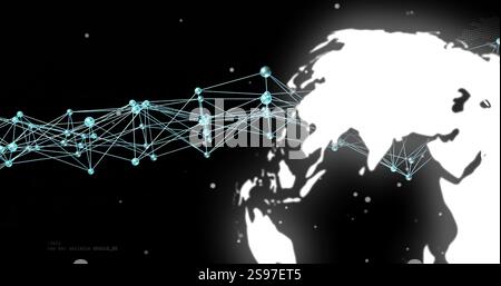Connexions réseau numériques sur l'image de la Terre en rotation Banque D'Images