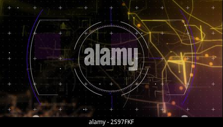 Image d'interface numérique circulaire sur fond géométrique abstrait Banque D'Images