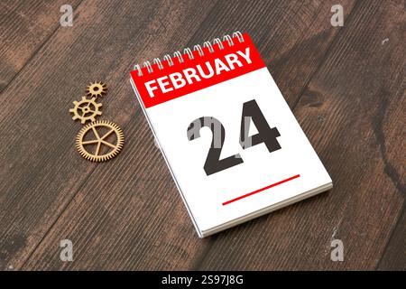 Le calendrier de réinitialisation souvenir indique la date du 24 février. Banque D'Images
