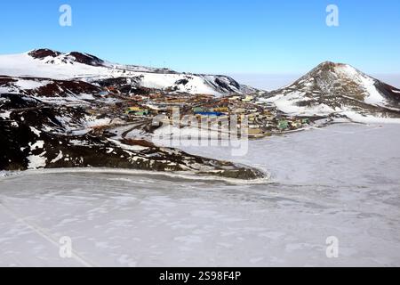 La station McMurdo United States Antarctic Program à Hut Point l'île de Ross en Antarctique de McMurdo Banque D'Images