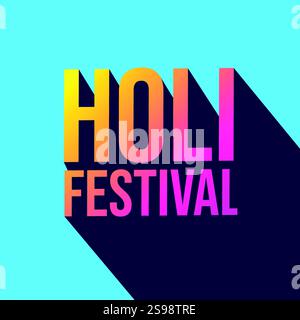 Conception de modèle de festival Holi avec typographie moderne colorée pour bannière, affiche, carte de voeux. Logo Holi, autocollant, étiquette, étiquette pour la culture hindienne Illustration de Vecteur