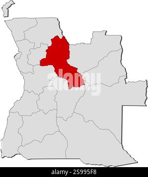 Carte de l'Angola avec les provinces, Malanje est mis en évidence. Illustration de Vecteur