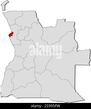 Carte de l'Angola avec les provinces, Luanda est mis en évidence. Illustration de Vecteur