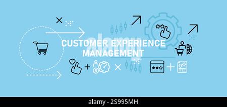 Concept de gestion de l'expérience client mettant en évidence les commentaires des clients, stratégie de service de satisfaction des consommateurs et performances de vente au détail pour la croissance de l'entreprise Illustration de Vecteur