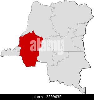 Carte de la République démocratique du Congo avec les provinces, Sud ...