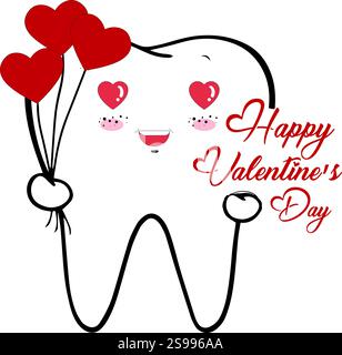 Dessin de ligne de dents avec vecteur de coeurs d'aquarelle, dessin de ligne de dents avec illustration d'aquarelle de coeurs, t-shirt , conception de carte Illustration de Vecteur