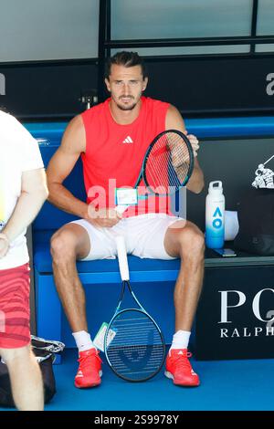 Melbourne, Australie, 25 janvier 2025. Alexander Zverev (GER) lors de l'Open d'Australie de tennis 2025 au Melbourne Park. (Photo de Frank Molter) / usage éditorial seulement! Banque D'Images