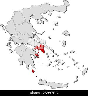 Carte de la Grèce avec les provinces, Attique est mis en évidence. Illustration de Vecteur