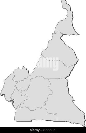 Carte du Cameroun avec les provinces. Illustration de Vecteur