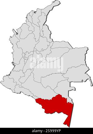 Carte de Colombie avec les provinces, Amazonas est mis en évidence. Illustration de Vecteur