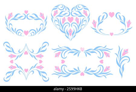 Collection de cadres floraux délicats Illustration de Vecteur