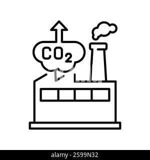 Icône noire de ligne d'émission de CO2. Signez pour la page Web, l'application mobile, le bouton, le logo. Bouton isolé de vecteur. Contour modifiable. Illustration de Vecteur