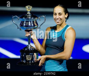 Melbourne, Australie, 25 janvier 2025. Madison Keys (États-Unis) lors de l'Open d'Australie de Tennis 2025 au Melbourne Park. (Photo de Frank Molter) / usage éditorial seulement! Crédit : Frank Molter/Alamy Live News Banque D'Images