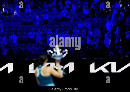 Melbourne, Australie, 25 janvier 2025. Madison Keys (États-Unis) lors de l'Open d'Australie de Tennis 2025 au Melbourne Park. (Photo de Frank Molter) / usage éditorial seulement! Crédit : Frank Molter/Alamy Live News Banque D'Images