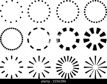 Cercles vectoriels. Ensemble de 12 éléments éditables de conception de cercle vectoriel, 12 variations différentes de conceptions. Utilisation pour affiches, logos, icônes, Branding, Illustration de Vecteur