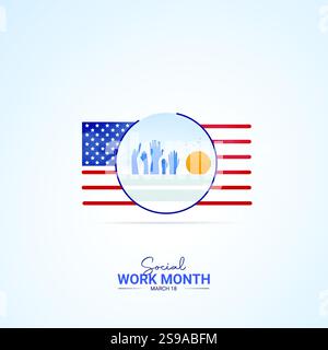 Mois du travail social. Mois du travail social pour la conception de publications sur les médias sociaux Illustration de Vecteur