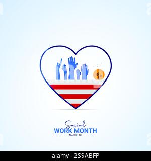 Mois du travail social. Mois du travail social pour la conception de publications sur les médias sociaux Illustration de Vecteur