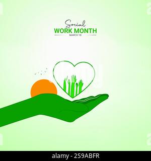 Mois du travail social. Mois du travail social pour la conception de publications sur les médias sociaux Illustration de Vecteur