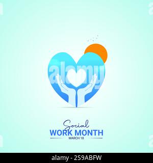 Mois du travail social. Mois du travail social pour la conception de publications sur les médias sociaux Illustration de Vecteur