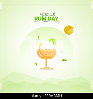 Conception de publicités créatives pour la Journée nationale du rhum. Jour du rhum, 16 août, illustration vectorielle 3D. Illustration de Vecteur