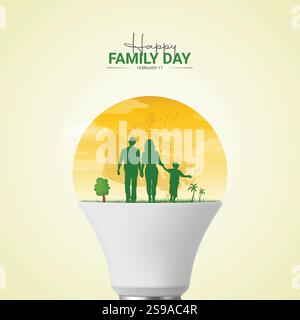 Joyeux jour de la famille Design créatif, jour de la famille Ads publication sur les médias sociaux Illustration de Vecteur