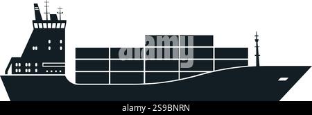 Silhouetting un grand porte-conteneurs transportant des marchandises à travers l'eau, illustrant les concepts du commerce mondial, de la logistique et du transport maritime d'une manière frappante Illustration de Vecteur
