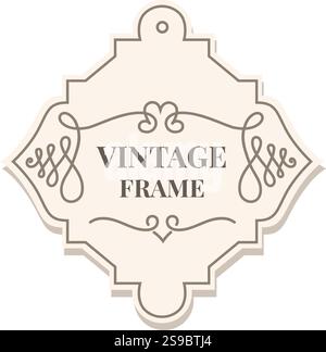 Élégant cadre vintage avec des tourbillons et des fleurs ajoutant une touche de charme classique, parfait pour les étiquettes, logos, invitations et autres projets de conception Illustration de Vecteur