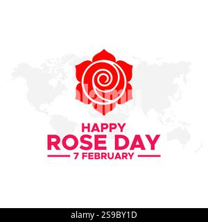 Carte postale et carte de voeux Happy Rose Day. 7 février - Rose Day lineart de la semaine de la Saint-Valentin minimal Vector illustration Happy Rose Day tenu le 07 février Illustration de Vecteur
