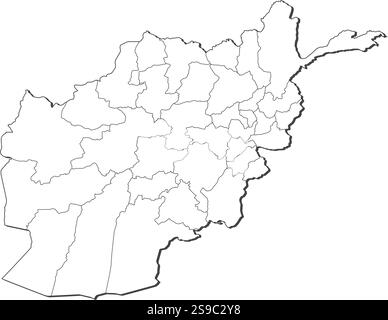Carte de l'Afghanistan, conteuse comme une ligne noire. Illustration de Vecteur