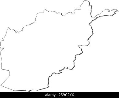 Carte de l'Afghanistan, conteuse comme une ligne noire. Illustration de Vecteur