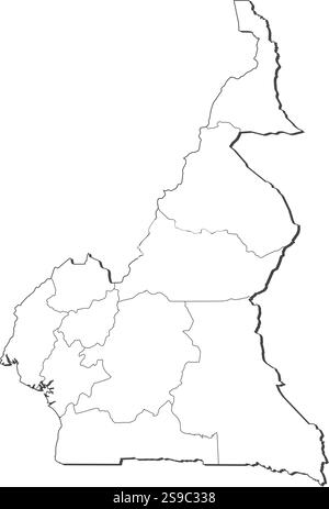 Carte du Cameroun, conteuse comme une ligne noire. Illustration de Vecteur