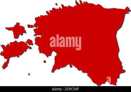 Carte de l'Estonie avec les provinces, colorée en rouge. Illustration de Vecteur