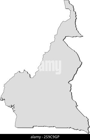 Carte du Cameroun, remplie en gris. Illustration de Vecteur