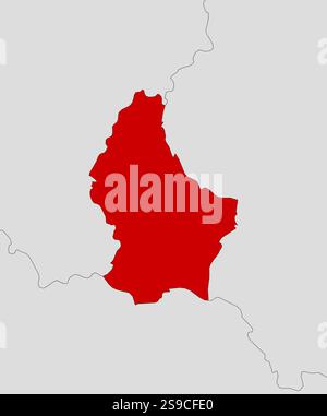 Carte du Luxembourg et des pays voisins, Luxembourg est surligné en rouge. Illustration de Vecteur