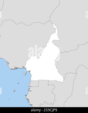 Carte du Cameroun et des pays voisins, Cameroun est surligné en blanc. Illustration de Vecteur