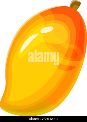 Illustration de dessin animé représentant une mangue mûre avec un dégradé vibrant du jaune à l'orange, symbolisant la fraîcheur et idéal pour des thèmes alimentaires sains Illustration de Vecteur