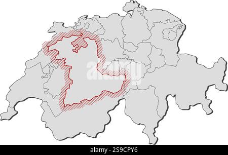 Carte de Swizerland avec les provinces, Berne est mis en évidence par une éclosion. Illustration de Vecteur