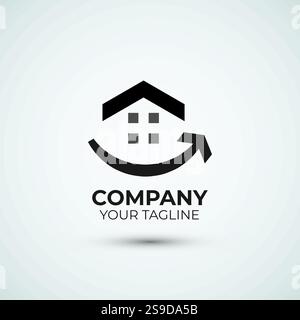 Smile Arrow House et modèle de conception de logo immobilier Illustration de Vecteur