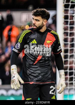 Wolverhampton, Angleterre, 25 janvier 2025 : le gardien David Raya (22 Arsenal) en action lors du match de premier League entre les Wolverhampton Wanderers et Arsenal au stade Molineux de Wolverhampton, Angleterre (Natalie Mincher/SPP) Banque D'Images
