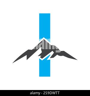 Lettre de monogramme initiale I logo de montagne. Symbole aventure en montagne Illustration de Vecteur