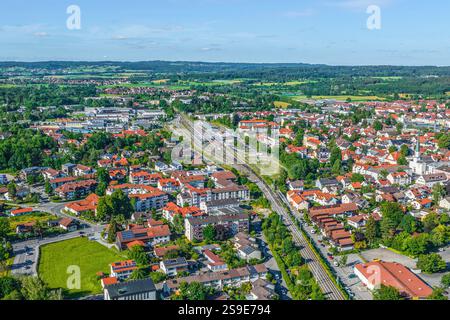 Soirée d'été sur la haute Bavière Pfaffenwinkel autour de Weilheim à la rivière Ammer Banque D'Images