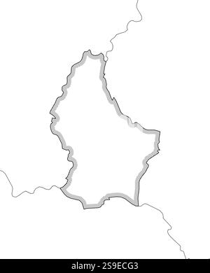 Carte du Luxembourg et des pays voisins en noir et blanc, le Luxembourg est mis en évidence par un hachurage. Illustration de Vecteur