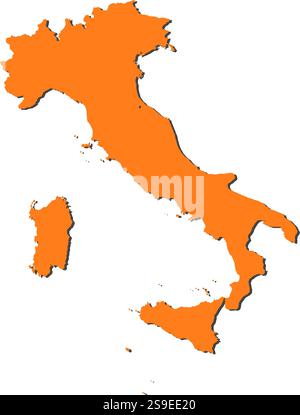 Carte de l'Italie, remplie en orange. Illustration de Vecteur