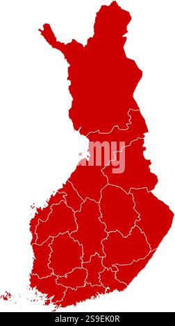 Carte de la Finlande en noir avec les provinces. Illustration de Vecteur