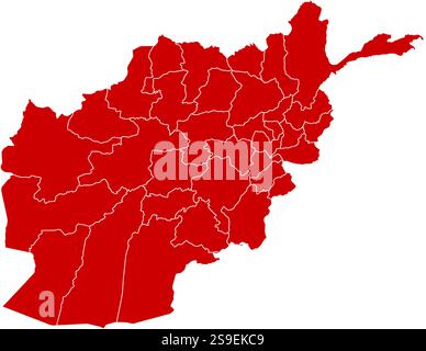 Carte de l'Afghanistan en noir avec les provinces. Illustration de Vecteur