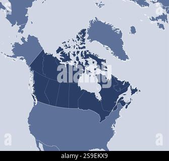 Carte du Canada et des pays voisins, le Canada est surligné. Illustration de Vecteur