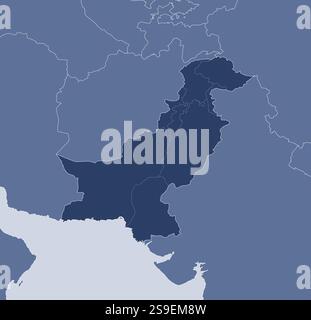 Carte du Pakistan et des pays voisins, Pakistan est mis en évidence. Illustration de Vecteur