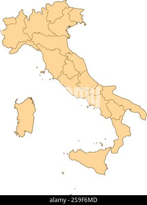 Carte de l'Italie avec les provinces. Illustration de Vecteur