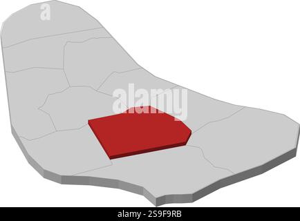 Carte de la Barbade comme une pièce grise, Saint George est surligné en rouge. Illustration de Vecteur